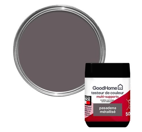 Peinture de rénovation GoodHome multi-supports brillant gris Pasadena 50ml