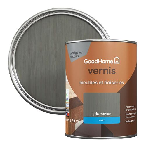 Vernis meubles et boiseries GoodHome mat gris moyen 750 ml