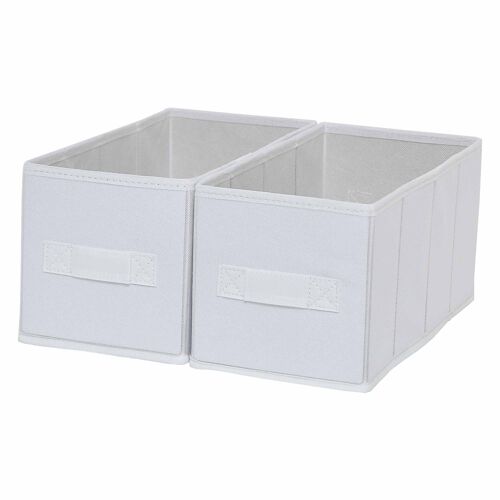 2 boîtes de rangement rectangulaires en textile Mixxit coloris blanc