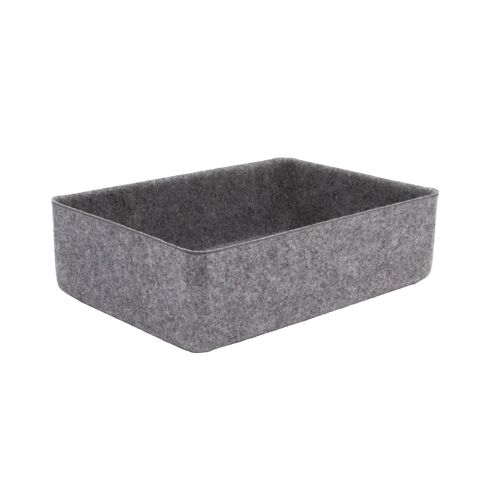 Panier de rangement rectangle en feutre gris, taille M Box & Beyond