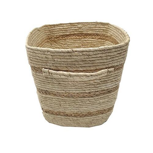 Panier de rangement bicolore tressé beige et crème en fibres naturelles Deko & Co