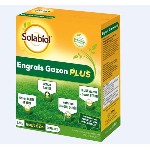 Engrais Pour Gazon Plus Solabiol 2,5kg 62m²