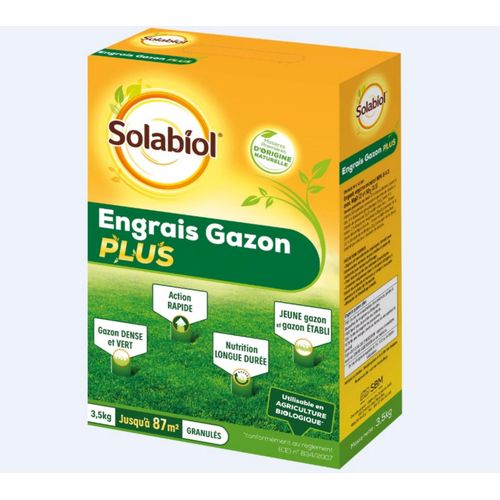 Engrais Pour Gazon Plus Solabiol 3,5kg 87m²