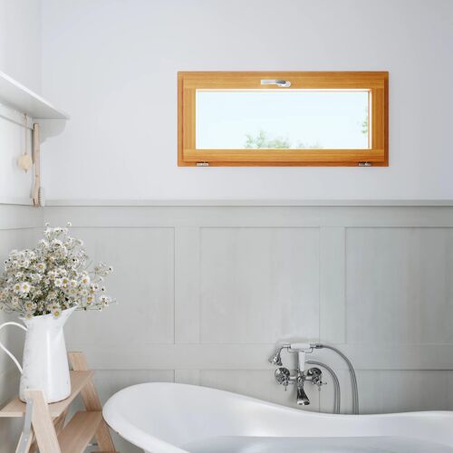 Fenêtre abattante par le haut double vitrage GoodHome en bois marron l.125 x H.47,8 cm