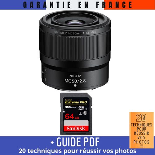 Nikon Z MC 50mm f/2.8 Macro + 1 SanDisk 64GB UHS-II 300 MB/s + Guide PDF ""20 TECHNIQUES POUR RÉUSSIR VOS PHOTOS""