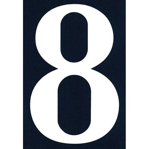 Numéro de rue autocollant imprimé "8" en polychlorure de vinyle (PVC) Chapuis l.75 x H.110 mm