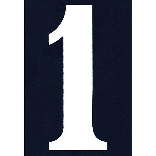 Numéro de rue autocollant imprimé "1" en polychlorure de vinyle (PVC) Chapuis l.75 x H.110 mm