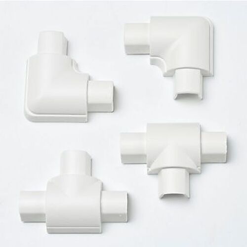 Raccords lisses coudés plats blancs pour moulure demi-circulaire D-Line 16x08 mm
