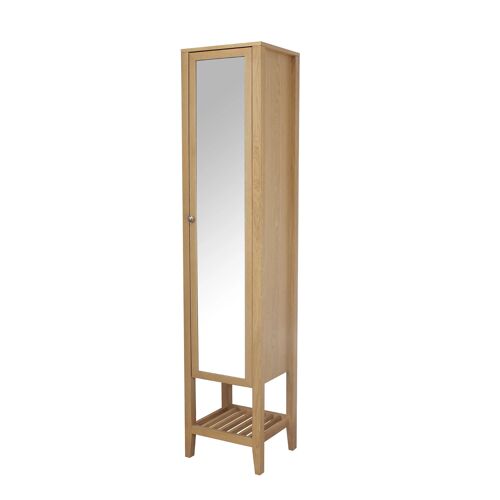 Colonne De Salle De Bains Sur Pieds Avec Miroir L.36xh.185xp.40 Cm, Placage Chêne, Goodhome Perma
