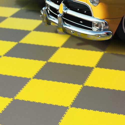 Dalle PVC garage Industy Fortelock jaune L.51 x l.51 cm