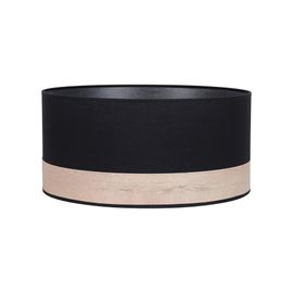 Abat-Jour Cylindre Noir Bandeau Effet Bois Ø40cm Corep