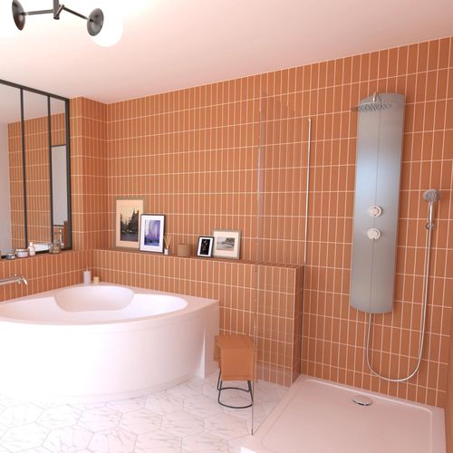 Colonne de douche thermostatique avec pomme de tête, douchette et flexible, en aluminium anodisé gris, Valentin Totmy