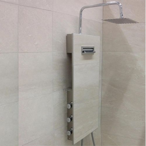 Colonne de douche thermostatique hydromassante mini prête à carreler, en aluminium anodisé, Valentin Batidouche