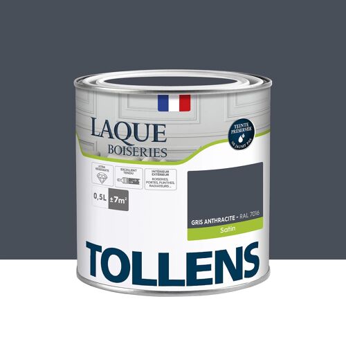Laque boiseries et métal Tollens satin gris anthracite RAL 7016 500ml