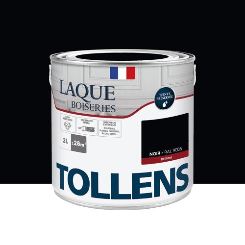 Laque boiseries et métal Tollens brillant noir RAL 9005 2L