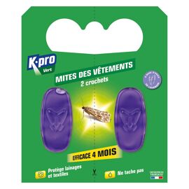 2 crochets anti-mites en gel pour vêtements K.PRO VERT senteur lavande