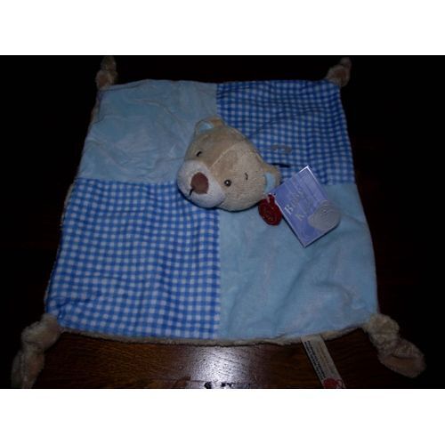 Doudou Plat Ours Keel Toys Bleu Keel Toys Peluche Ourson Bleu &  Beige Naissance
