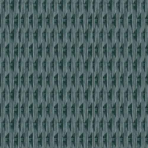 Papier peint vinyle intissé Villa Rosalie Lutece mat et satiné trompe l'?il paille bleu paon, bleu l.1005 x l.53 cm