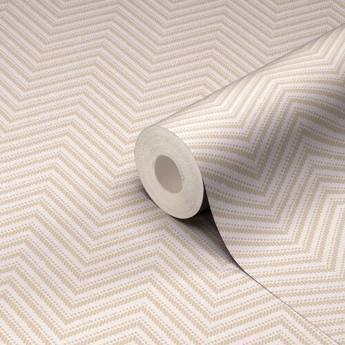 Papier peint vinyle intissé Donsig GoodHome chevrons beige l.53 cm x 10m