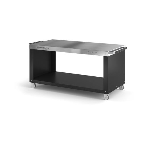 Table support sur roulette pour four à pizza en acier Inox Long 180CM Fontana Forni