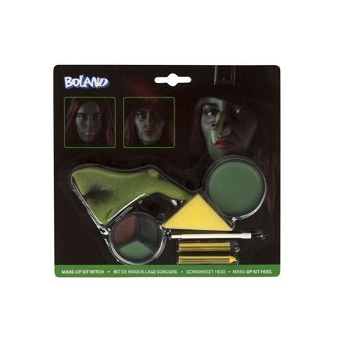 Kit Maquillage Sorciere (Maquillage , Éponge, Pinceau , Nez De Sorciere)