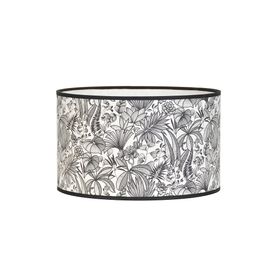 Abat-Jour Cylindre Imprimé Feuillage Java Noir Et Blanc Ø30cm Corep