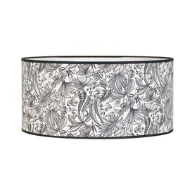 Abat-Jour Cylindre Imprimé Feuillage Java Noir Et Blanc Ø40cm Corep