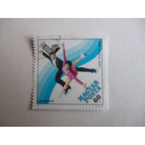 Timbre "Magyar Posta :Jeux Olympiques :Lake Placid 1980 :Patinage Artistique".
