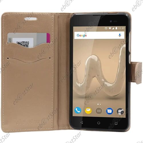 ebestStar ® Housse Portefeuille Coque Etui Protection Folio pour Wiko Sunny 2 Plus, Couleur Jaune / Dorée [Dimensions de votre appareil : 146.3 x 73.7 x 9.8 mm]