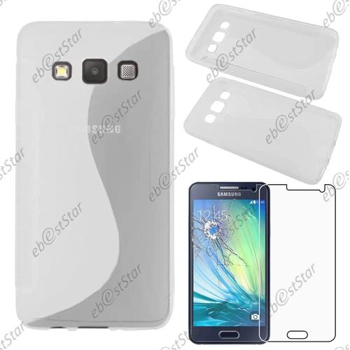 Ebeststar ® Pour Samsung Galaxy A3 Sm-A300f - Housse Etui Coque Silicone Gel Motif S-Line Protection Souple + 1 Verre Trempé, Couleur Transparent