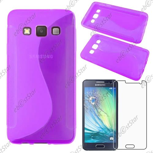 Ebeststar ® Pour Samsung Galaxy A3 Sm-A300f - Housse Etui Coque Silicone Gel Motif S-Line Protection Souple + 1 Verre Trempé, Couleur Violet