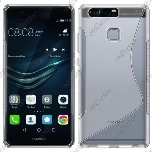 Ebeststar ® Etui Housse Coque S-Line Silicone Protection En Gel + Vitre Anti Casse Film Écran Verre Trempé Pour Huawei P9, Couleur Transparent [Dimensions Precises De Votre Appareil : 145 X 70.9 X 7 Mm, Écran 5.2''] [Note Importante Lire Description]