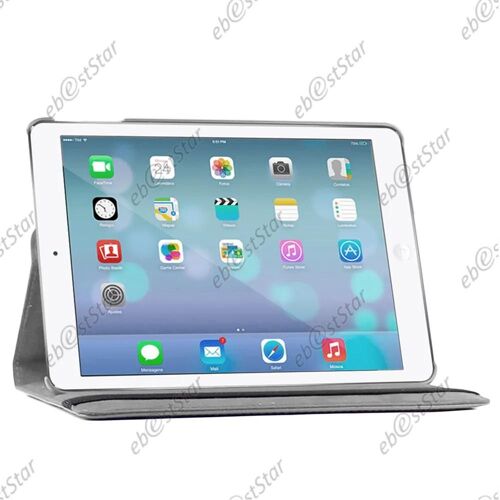 ebestStar ® Housse Coque Etui PU cuir rotatif avec support à rotation 360° pour Apple iPad Air, iPad 5, iPad Air Wi-Fi, 3G, Couleur Gris + Stylet 3 Film