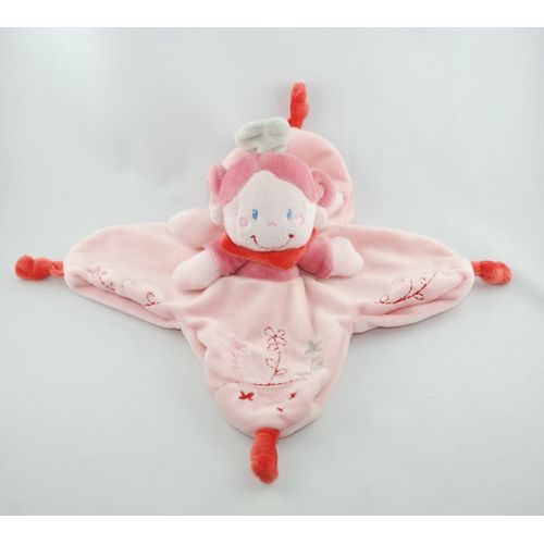 Nicotoy Doudou Princesse Ange Grelot Rouge Rose Fleur Aile