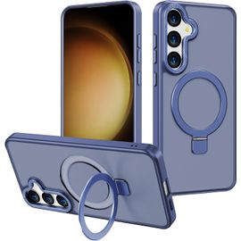 TRAHOO-Magnétique Coque Compatible avec Samsung Galaxy S22,Etui Translucide Mat Arrière Housse Case avec Magnétique Support,Bleu Sierra