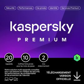 Kaspersky Premium - Multidevice 20 App 2 Ans 10 Coffres - Pc Mac Android Ios - Ed Française Licence Officielle Par Mail - Esd