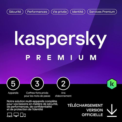 Kaspersky Premium - Multidevice 5 App 2 Ans 3 Coffres - Pc Mac Android Ios - Ed Française Licence Officielle Par Mail - Esd