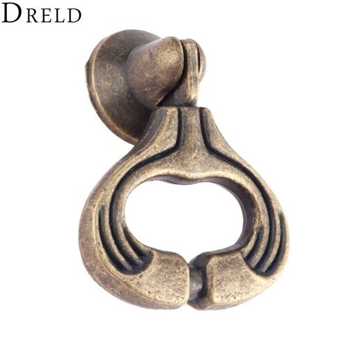 poignées de meuble en Bronze Antique, en alliage, Vintage, pour placard de cuisine, tiroir, avec anneau de traction, 46x37mm