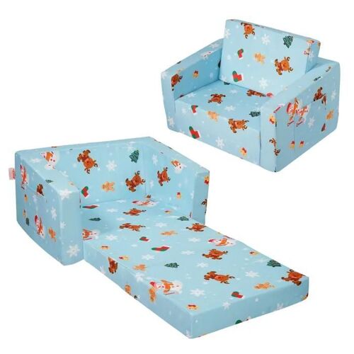 Fauteuil Pour Enfants Pliable-Vevor-En Éponge 25d Haute Densité Souple Et Confortable Et Housse En Tissu De Flanelle-Bleu