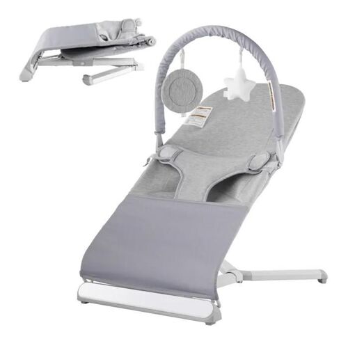 Transat Bébé-Vevor-Barre De Jouets Rotative, Sac De Transport, Transat Portable Bébés-Intérieur, Extérieur, Maison-Gris Clair