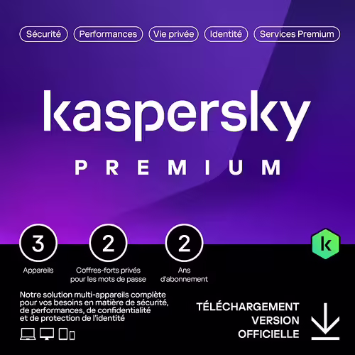 Kaspersky Premium - Multidevice 3 App 2 Ans 2 Coffres - Pc Mac Android Ios - Ed Française Licence Officielle Par Mail - Esd