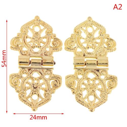 Charnière en alliage Vintage 24x54mm, 2 pièces, fleur creuse, quincaillerie de meubles chinois, charnière en métal, charnière de porte d'armoire pour boîte de bricolage