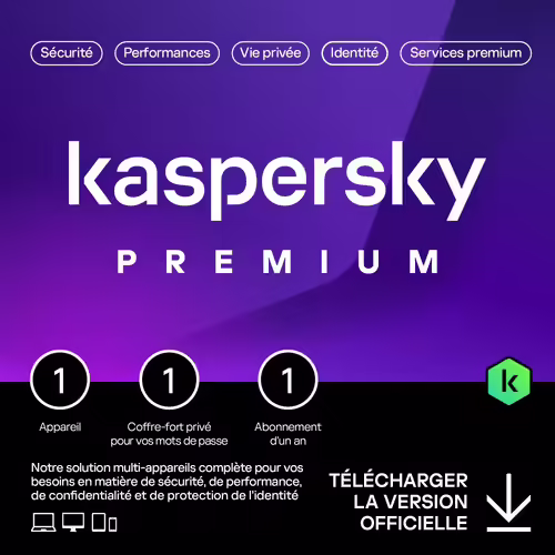 Kaspersky Premium - Multidevice 1 App 1 An 1 Coffre - Pc Mac Android Ios - Ed Française Licence Officielle Par Mail - Esd