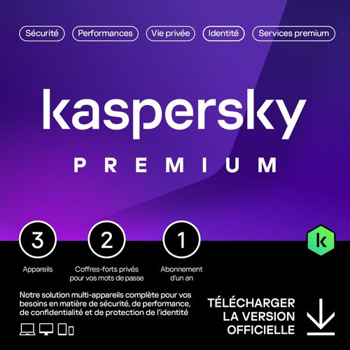 Kaspersky Premium - Multidevice 3 App 1 An 2 Coffres - Pc Mac Android Ios - Ed Française Licence Officielle Par Mail - Esd