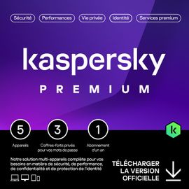 Kaspersky Premium - Multidevice 5 App 1 An 3 Coffres - Pc Mac Android Ios - Ed Française Licence Officielle Par Mail - Esd