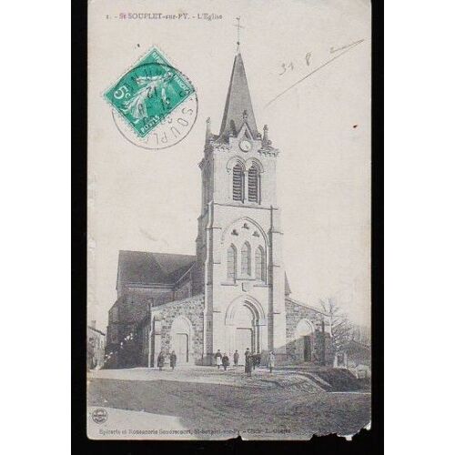 I. -  St Souplet-Sur-Py.  - L'église -- Cpa 1912 Animée