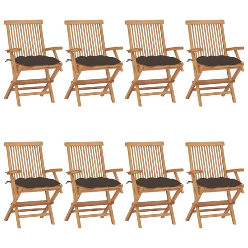 Vidaxl Chaises De Jardin Avec Coussins Taupe Lot De 8 Bois Teck Massif