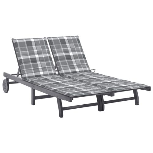 Vidaxl Chaise Longue De Jardin 2 Places Avec Coussin Gris Acacia