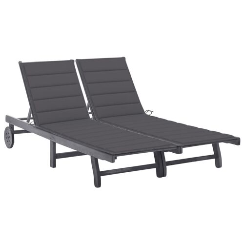Vidaxl Chaise Longue De Jardin 2 Places Avec Coussin Gris Acacia