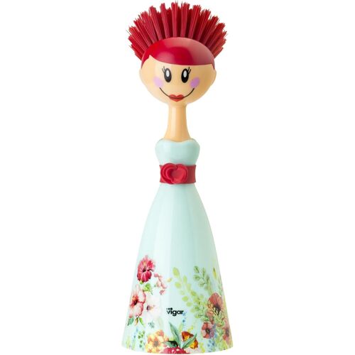 Loranka-Vigar Brosses À Vaisselle En Forme De Poupée, Rouge Et Bleu 7,5 X 7,5 X 24,5 Cm